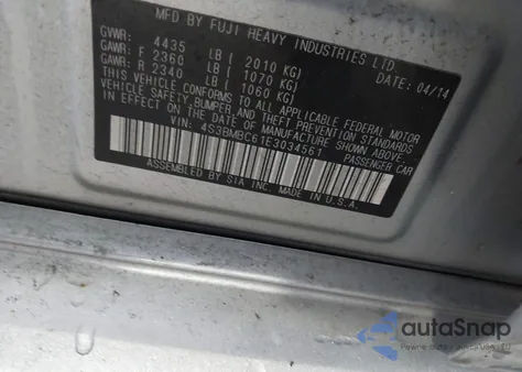 2014 Subaru Legacy 2.5I Premium из США, поврежденный, VIN 4S3BMBC61E3034561